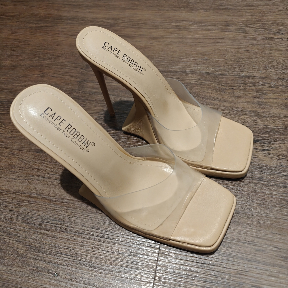 Cape Robbin Nude and Clear Heels